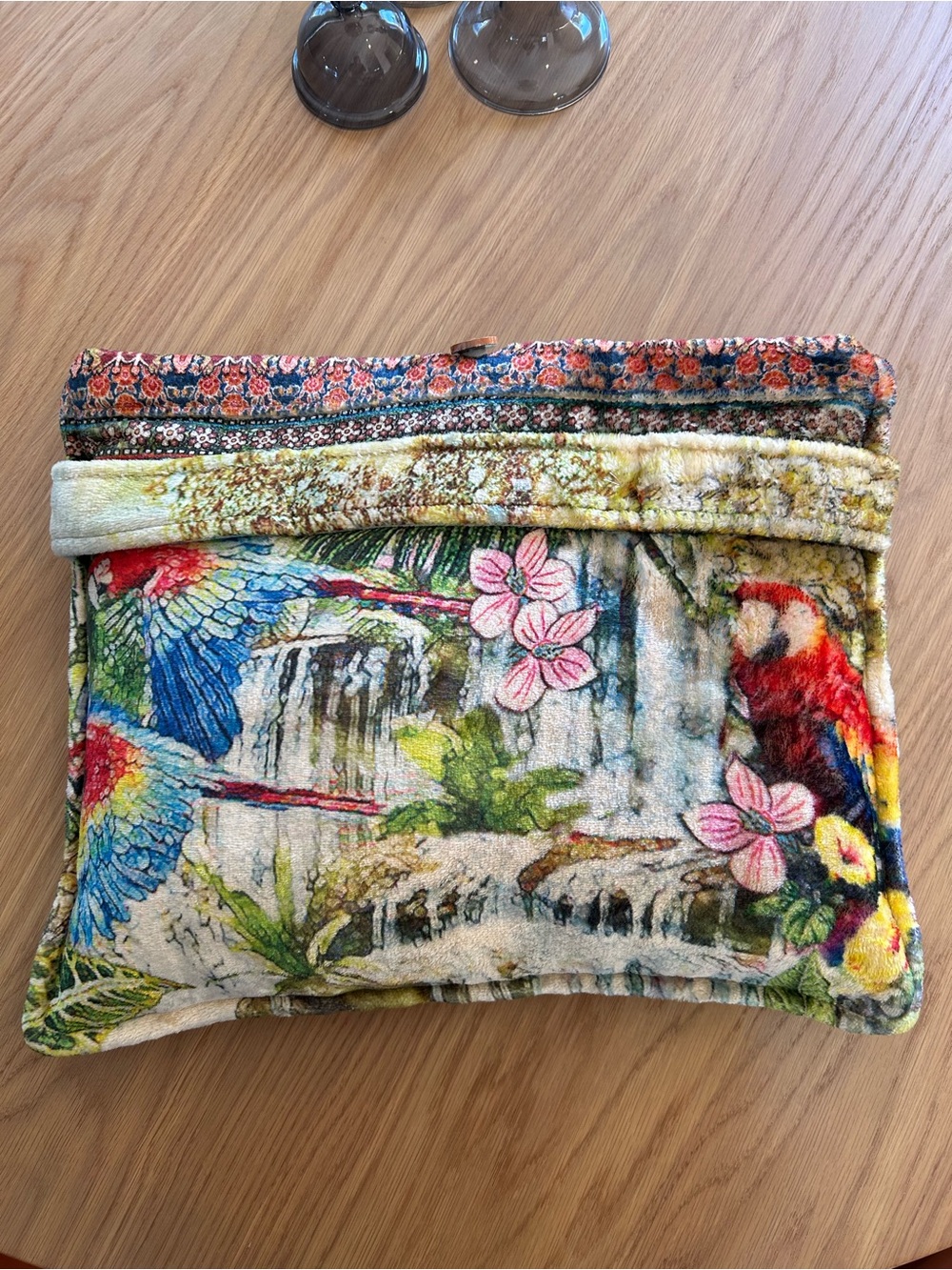 Johnny Was Cozy Plush Travel Wrap Reversible Parrot Tropical Print